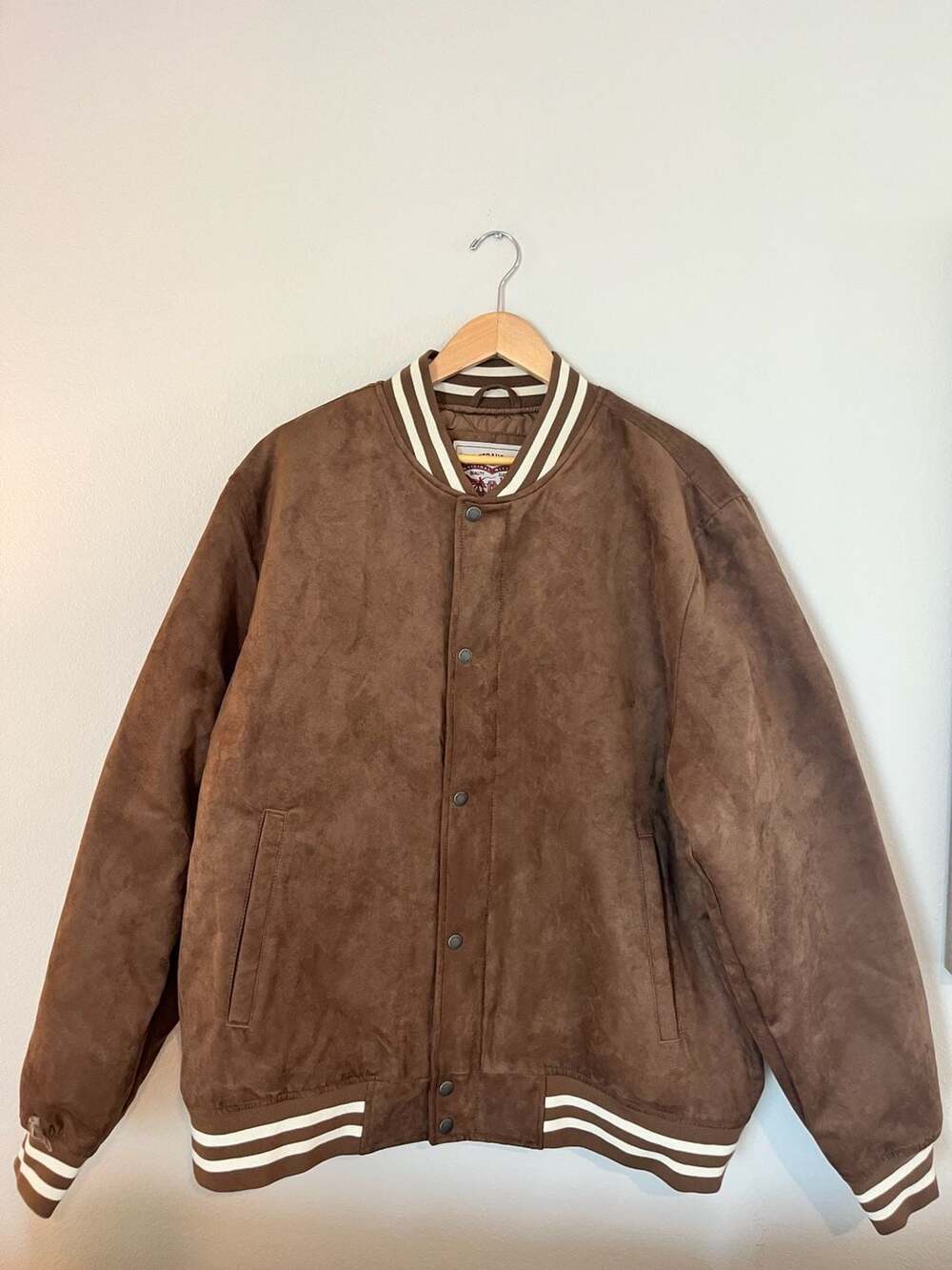 Levi's, Suede 2XL Varsity Bomber Coat,Neutral Brown Earth,Streetwear,Collegiate